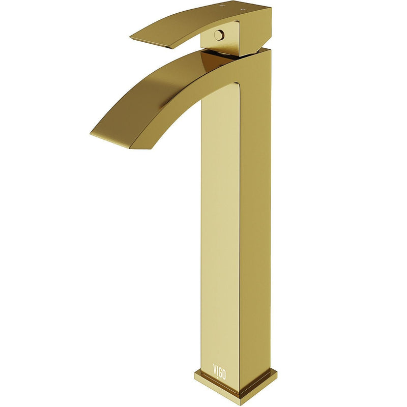 Duris Single Handle Vessel Sink Bathroom Faucet with Deck Plate, Matte BGold J8975