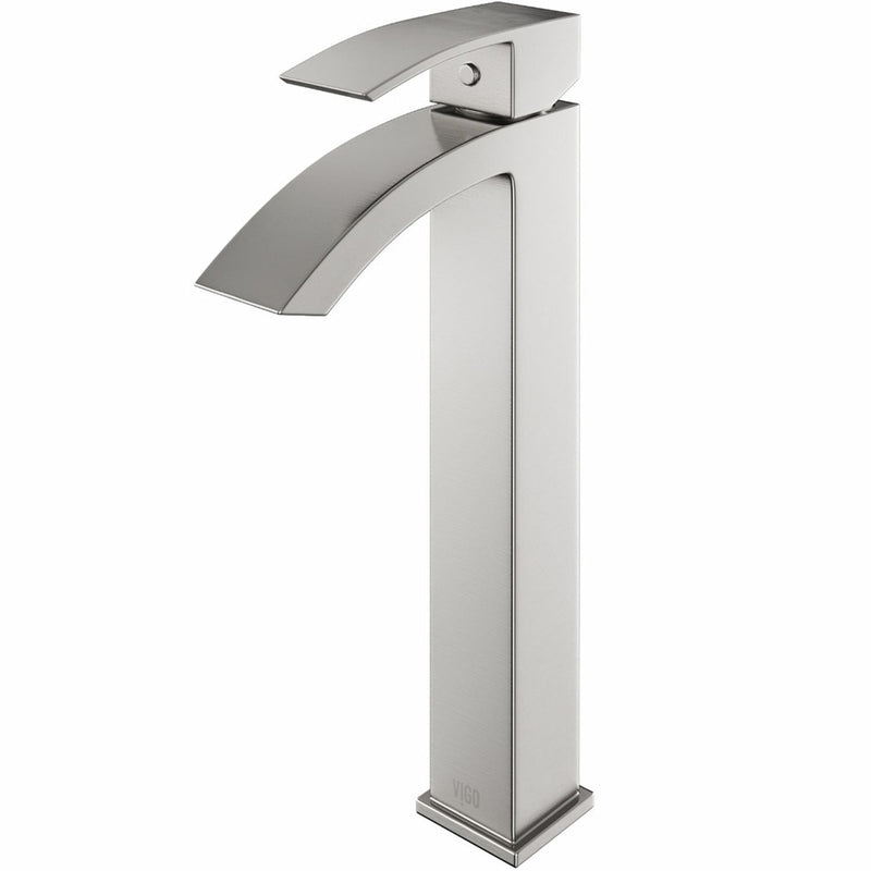 Duris Vessel Single Handle Vessel Sink Bathroom Faucet with Deck Plate, Brushed Nickel N1079