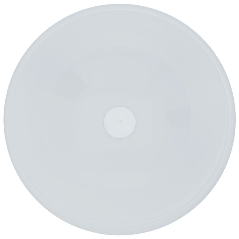 Glass Round Vessel Bathroom Sink/Basin with Rounded Edges & Deep Bowl, White T6627