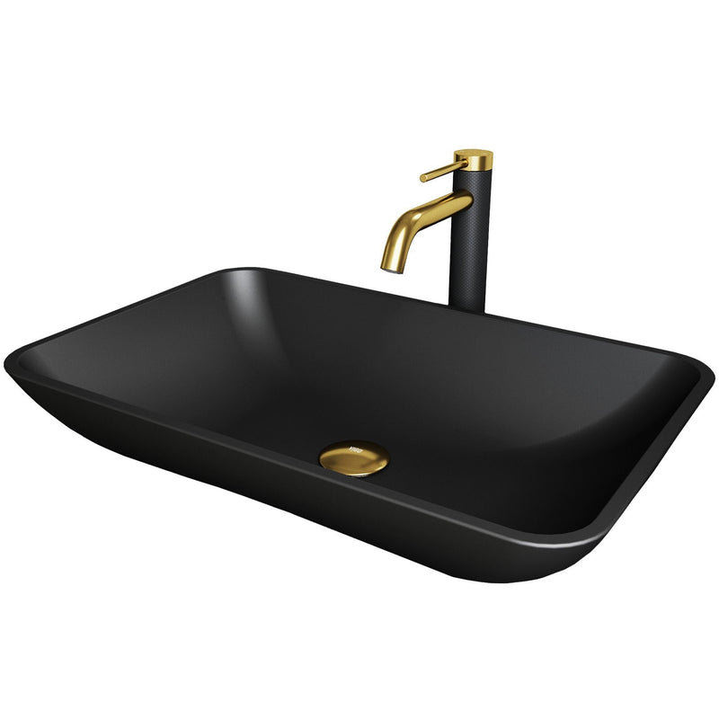 Hadyn Matte Black Bathroom Sink/Basin Set with Lexington Faucet and Rectangular Vessel O4200