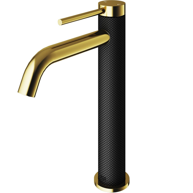 Lexington 8-in Gold/Carbon Fiber Vessel Bathroom Faucet A0488