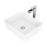 Marigold White Bathroom Sink/Basin Set with Niko Faucet and Rectangular Composite Vessel