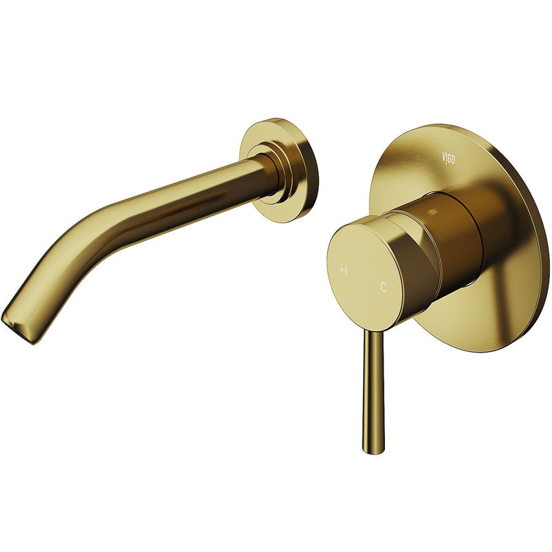 Olus Wall Mount Single Lever Bathroom Sink Faucet, WaterSense Certified, Matte BGold Y3270