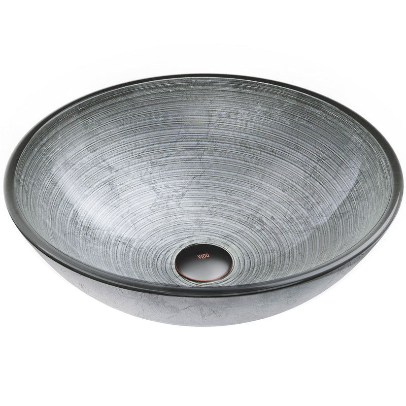 Simply Glass Round Vessel Bathroom Sink/Basin with Deep Bowl, Gray R5370