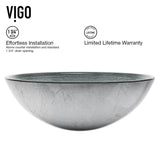 Simply Glass Round Vessel Bathroom Sink/Basin with Deep Bowl, Gray
