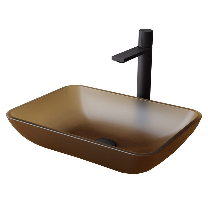 Sottile Amber Bathroom Sink/Basin Set with Gotham Faucet and Glass Vessel M5967