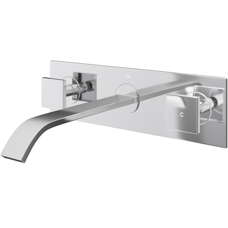 Titus Wall Mount Dual Handle Bathroom Sink Faucet, Eco-Friendly 1.2 GPM Flow Rate, Chrome Q3041