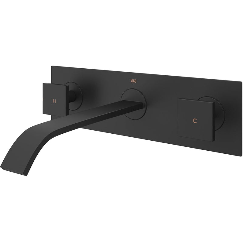 Titus Wall Mount Dual Handle Bathroom Sink Faucet, Eco-Friendly 1.2 GPM Flow Rate, Matte Black R1228