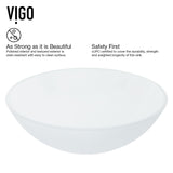 White Frost White Bathroom Sink/Basin Set with Linus Faucet and Round Glass Vessel