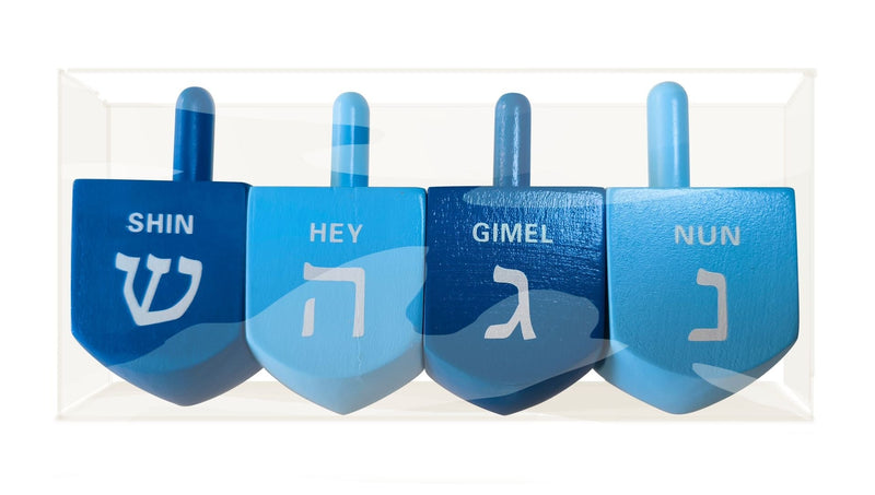 Wooden Dreidel Set, Multi-Coloured, 4-pc, for Hanukkah W4474