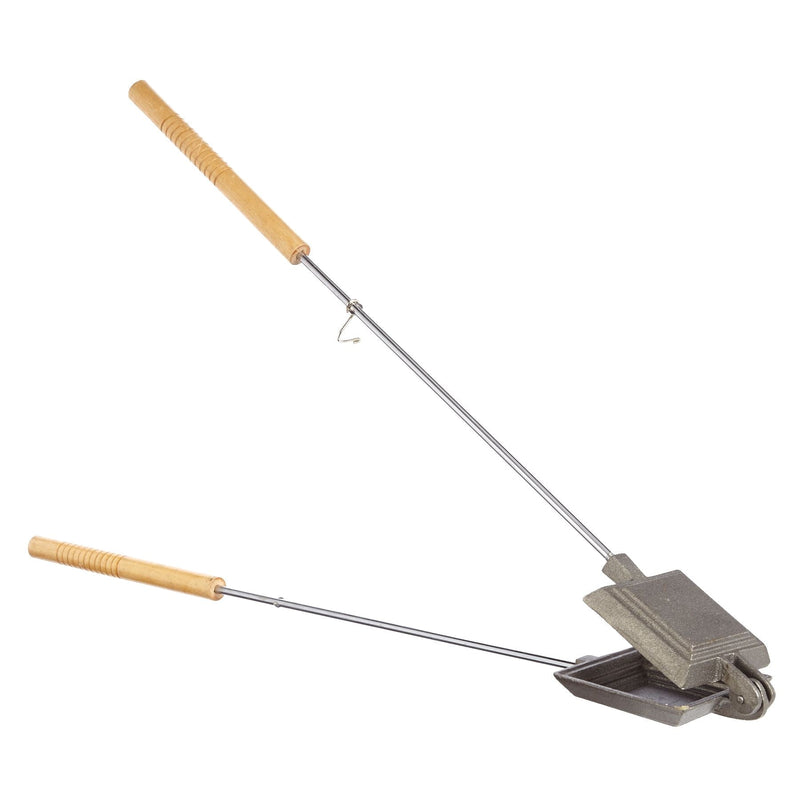 Cast Iron Non-Stick Camping Sandwich Toaster with Long Handle, 4x4-in N5541