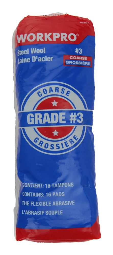 Steel Wool Pads, Surface Cleaning, Paint Removal & Restoration, Coarse Grade 3, 16-pk P1154
