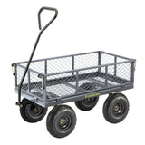 Steel Tray 4-Wheel Removable-Sides Mesh Yard/Garden Cart 600 lb